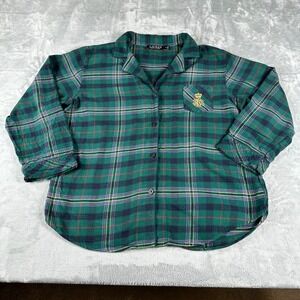 Lauren Ralph Lauren Pajama Set Womens XL Green Plaid Flannel Crest Loungewear